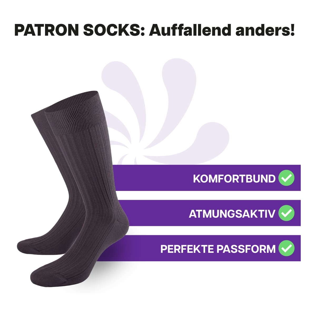 Hochwertige, anthrazit Luxus Business Socken von PATRON SOCKS mit Komfortbund. Sehr gute Passform!