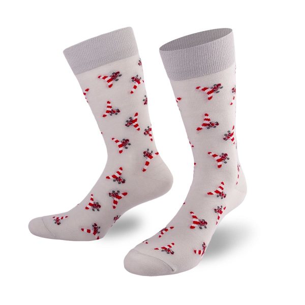 Graue Socken mit kleinen roten Flugzeugen von PATRON SOCKS