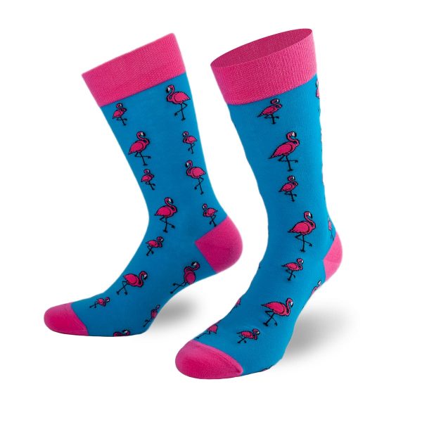 Lustige türkise Socken mit pinken Flamingo Motiven von PATRON SOCKS