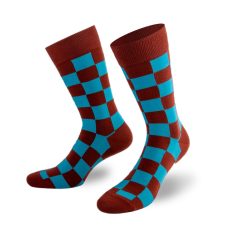 Exklusive türkis braune Schachbrett Socken von PATRON SOCKS