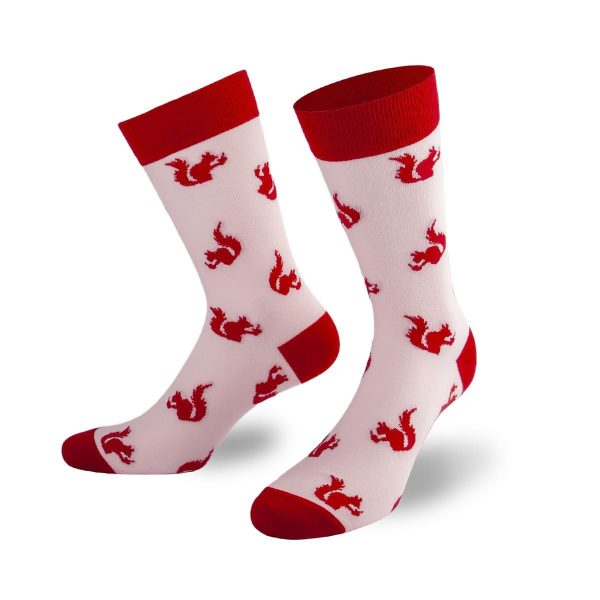Witzige rote Socken mit Eichhörnchen Motiv von PATRON SOCKS