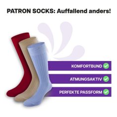 3 Paar hautfreundliche, mehrfarbige Socken in Geschenkbox von PATRON SOCKS mit Komfortbund. Sehr gute Passform!