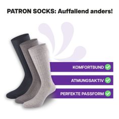 3 Paar hautfreundliche, mehrfarbige Socken in Geschenkbox von PATRON SOCKS mit Komfortbund. Sehr gute Passform!
