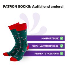 Hautfreundliche, Zuckerstangen Socken von PATRON SOCKS mit Komfortbund. Sehr gute Passform!