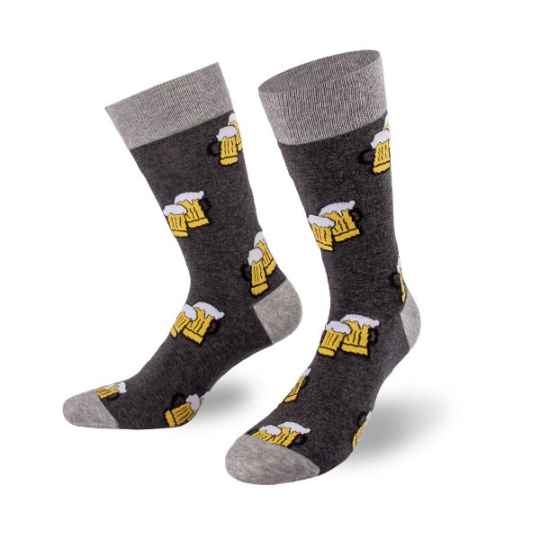 Närrisch graue Socken mit Bierkrug Motiv von PATRON SOCKS