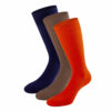 Mehrfarbiges edles Business Socken Bundle mit marine blauen, hell braunen und orangen Socken von PATRON SOCKS