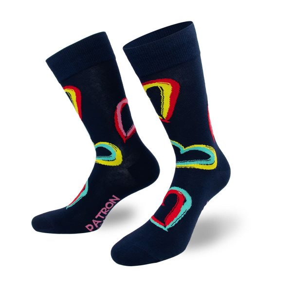 Bunte Socken mit farbigen Herz Motiven von PATRON SOCKS