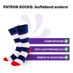 Hautfreundliche, breite Streifen Socken von PATRON SOCKS mit Komfortbund. Sehr gute Passform!