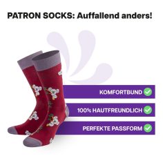 Hautfreundliche, rote Koala Socken von PATRON SOCKS mit Komfortbund. Sehr gute Passform!