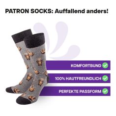 Hautfreundliche, graue Faultier Socken von PATRON SOCKS mit Komfortbund. Sehr gute Passform!