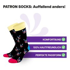 Hautfreundliche, bunte Katzen Socken von PATRON SOCKS mit Komfortbund. Sehr gute Passform!