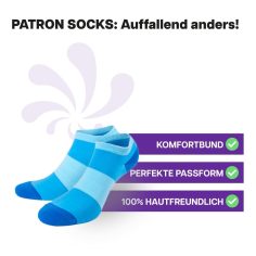 Multifunktionale türkise Sneaker Socken von PATRON SOCKS. Sehr gute Passform!