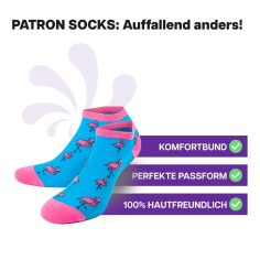 Leichte türkise Sneaker Socken mit Flamingo Motiv von PATRON SOCKS. Sehr gute Passform!