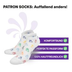 Multifunktionale weiße Sneaker Socken mit Dom Motiv von PATRON SOCKS. Sehr gute Passform!