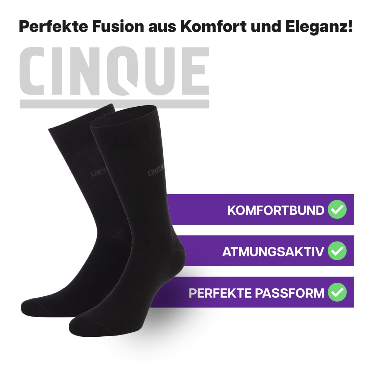 Hochwertige, atmungsaktive Business Socken von CINQUE designed by PATRON SOCKS mit Komfortbund. Perfekte Passform!