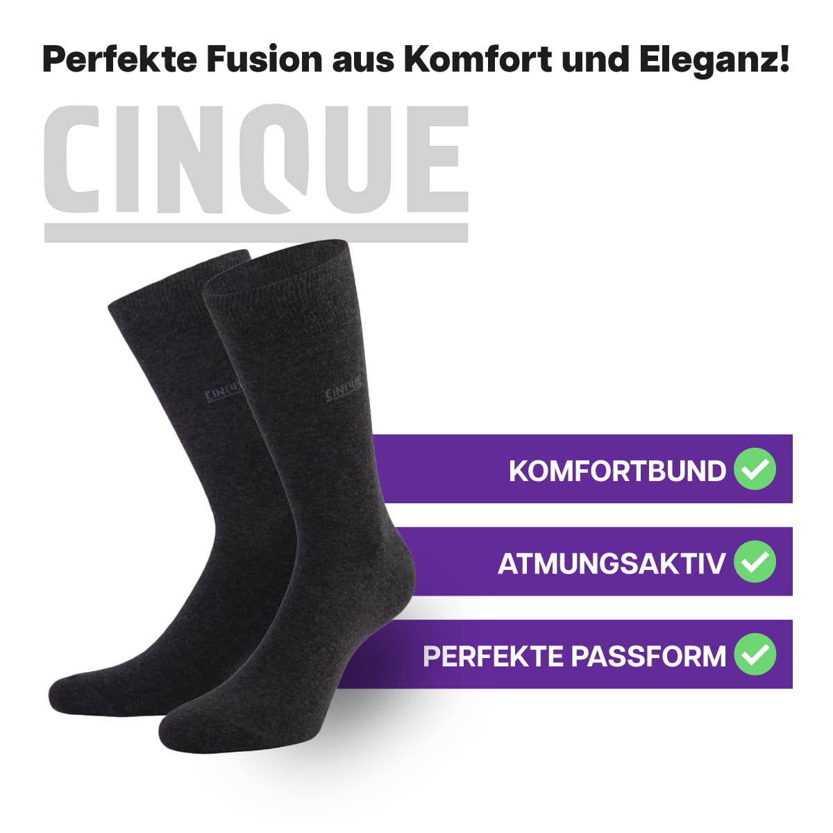 Ausgewählte, atmungsaktive Business Socken von CINQUE designed by PATRON SOCKS mit Komfortbund. Perfekte Passform!