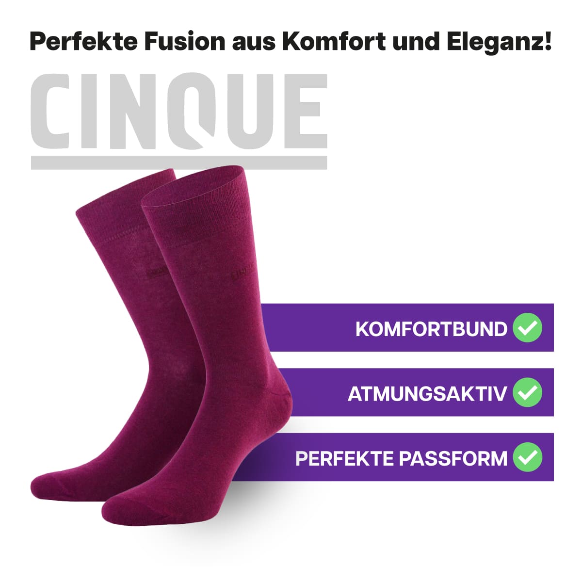 Ausgefallene, atmungsaktive Business Socken von CINQUE designed by PATRON SOCKS mit Komfortbund. Perfekte Passform!