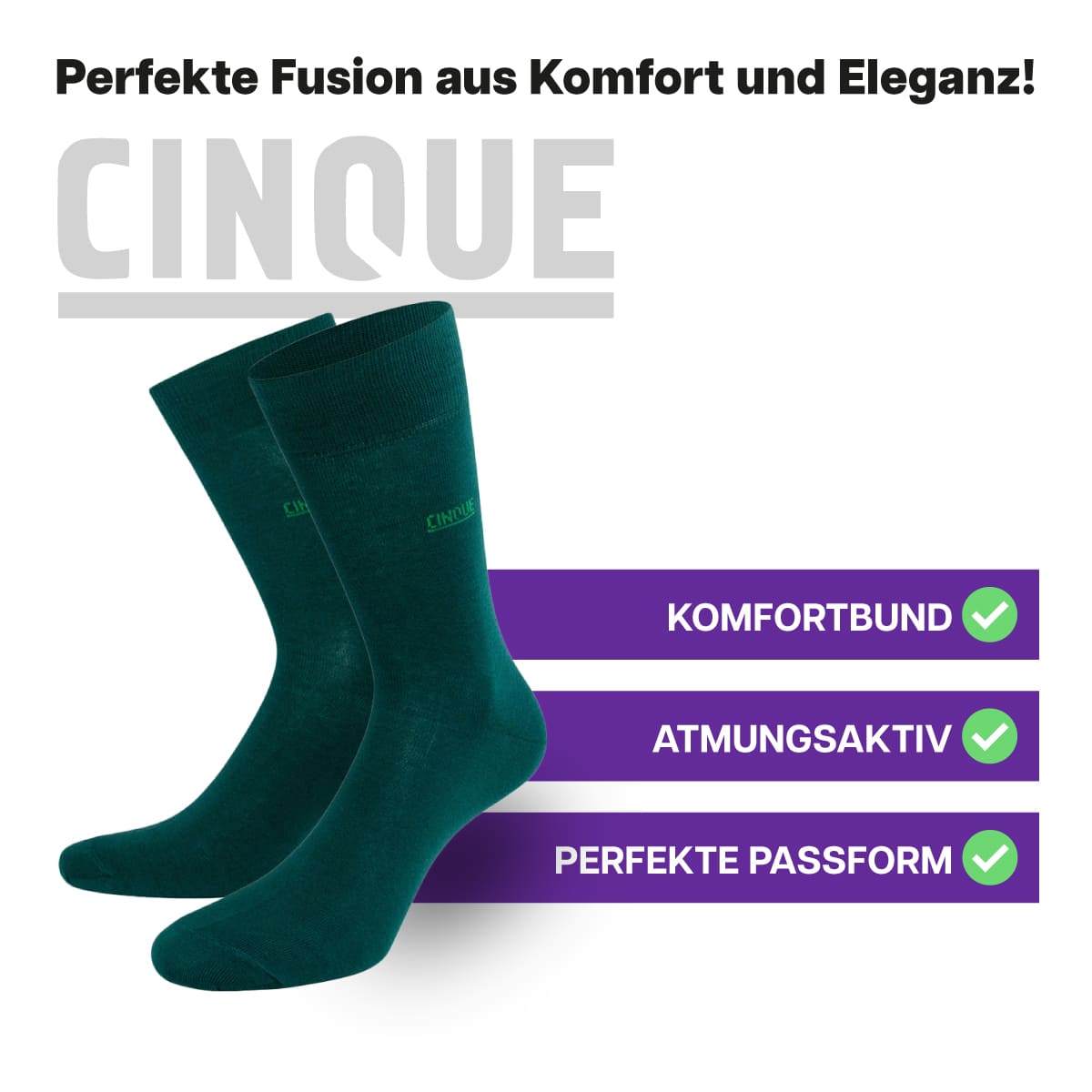 Erlesene, atmungsaktive Business Socken von CINQUE designed by PATRON SOCKS mit Komfortbund. Perfekte Passform!