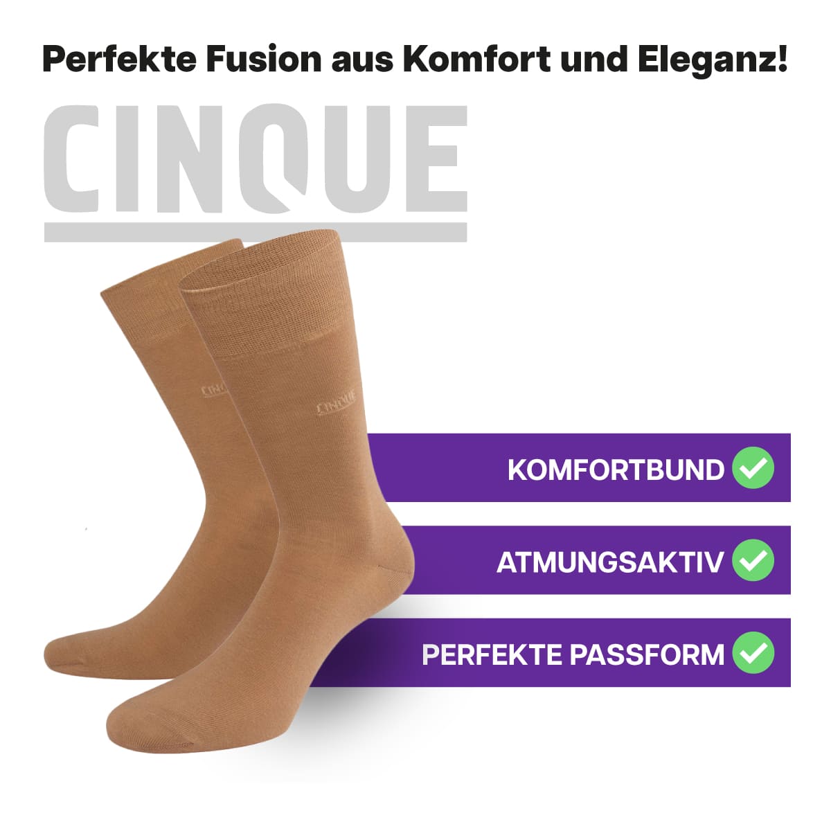 Hochwertige, atmungsaktive Business Socken von CINQUE designed by PATRON SOCKS mit Komfortbund. Perfekte Passform!