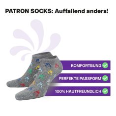Multifunktionale graue Sneaker Socken von PATRON SOCKS. Sehr gute Passform!