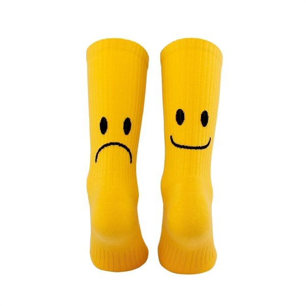 Hohe gelbe Sportsocken mit Smiley Motiv von PATRON SOCKS