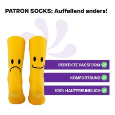 Hautfreundliche, gelbe Sportsocken mit Smiley Motiv von Patron Socks