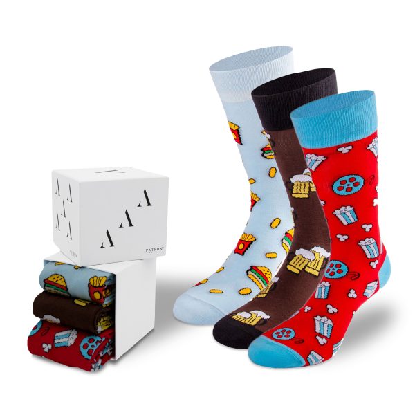 3 Paar bunte Socken in der Geschenkbox von PATRON SOCKS