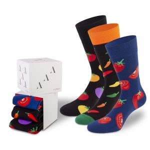 3 Paar bunte Veggie Socken in der Geschenkbox von PATRON SOCKS