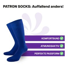 Atmungsaktive, königsblaue Business Socken von PATRON SOCKS mit Komfortbund. Sehr gute Passform!