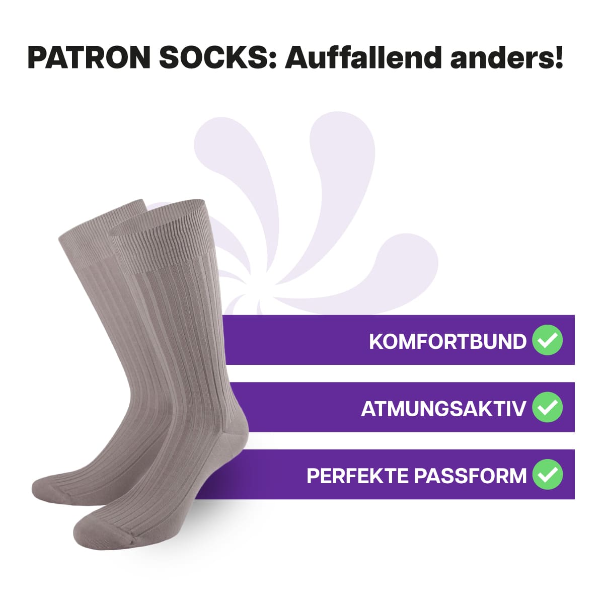 Atmungsaktive, graue Business Socken von PATRON SOCKS mit Komfortbund. Sehr gute Passform!
