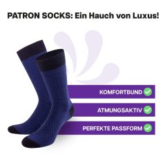 Italienische blau-schwarze Herren Luxus Socken von PATRON SOCKS mit Komfortbund. Sehr gute Passform!