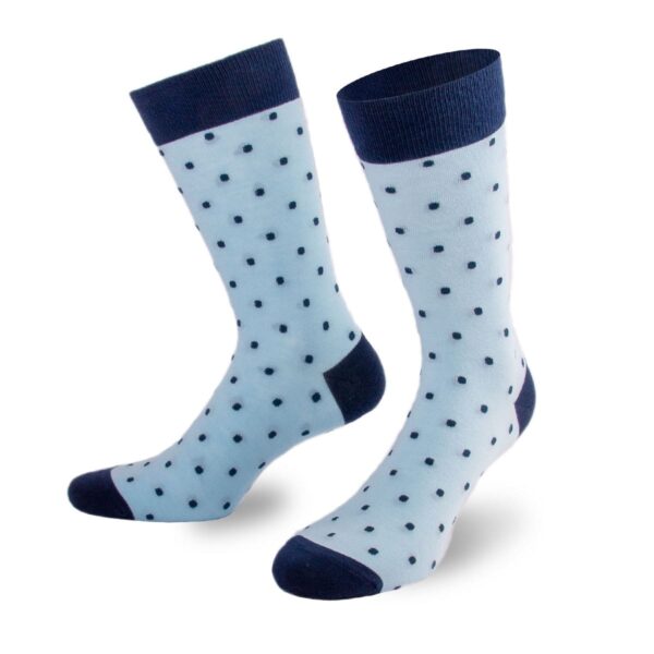 Dezente blaue Socken mit kleinen dunkel blauen Punkten von PATRON SOCKS