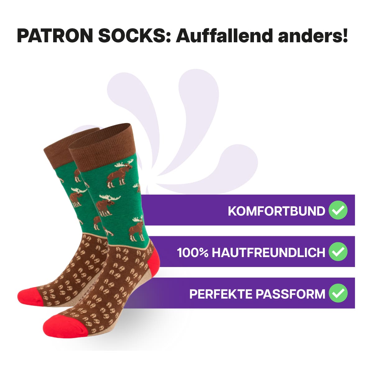 Hautfreundliche grüne Hirsch Socken von PATRON SOCKS mit Komfortbund. Sehr gute Passform!